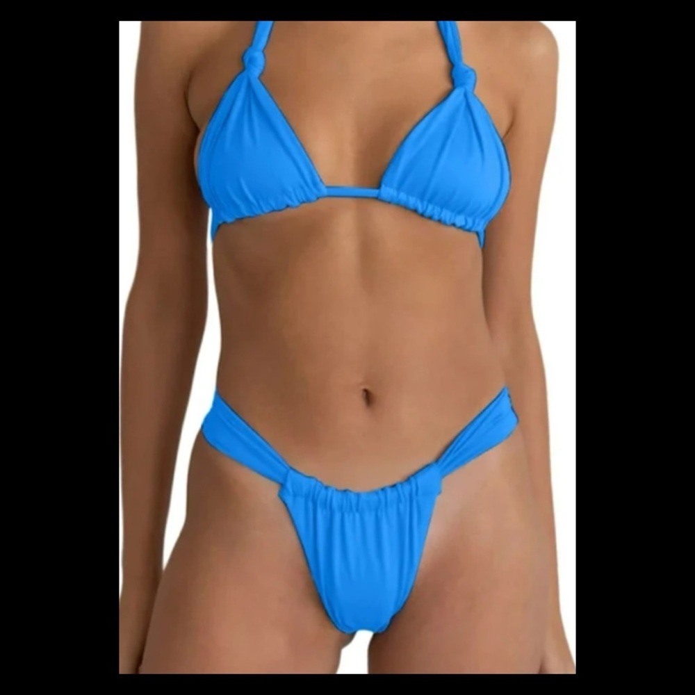 Blue two piece bikini swimsuit.36